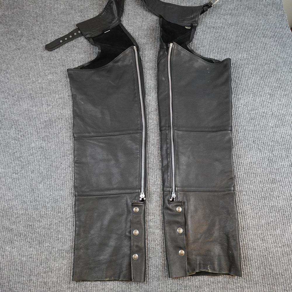 Harley-Davidson Leather Chaps Mens Large Black Motorcycle Riding Gear USA